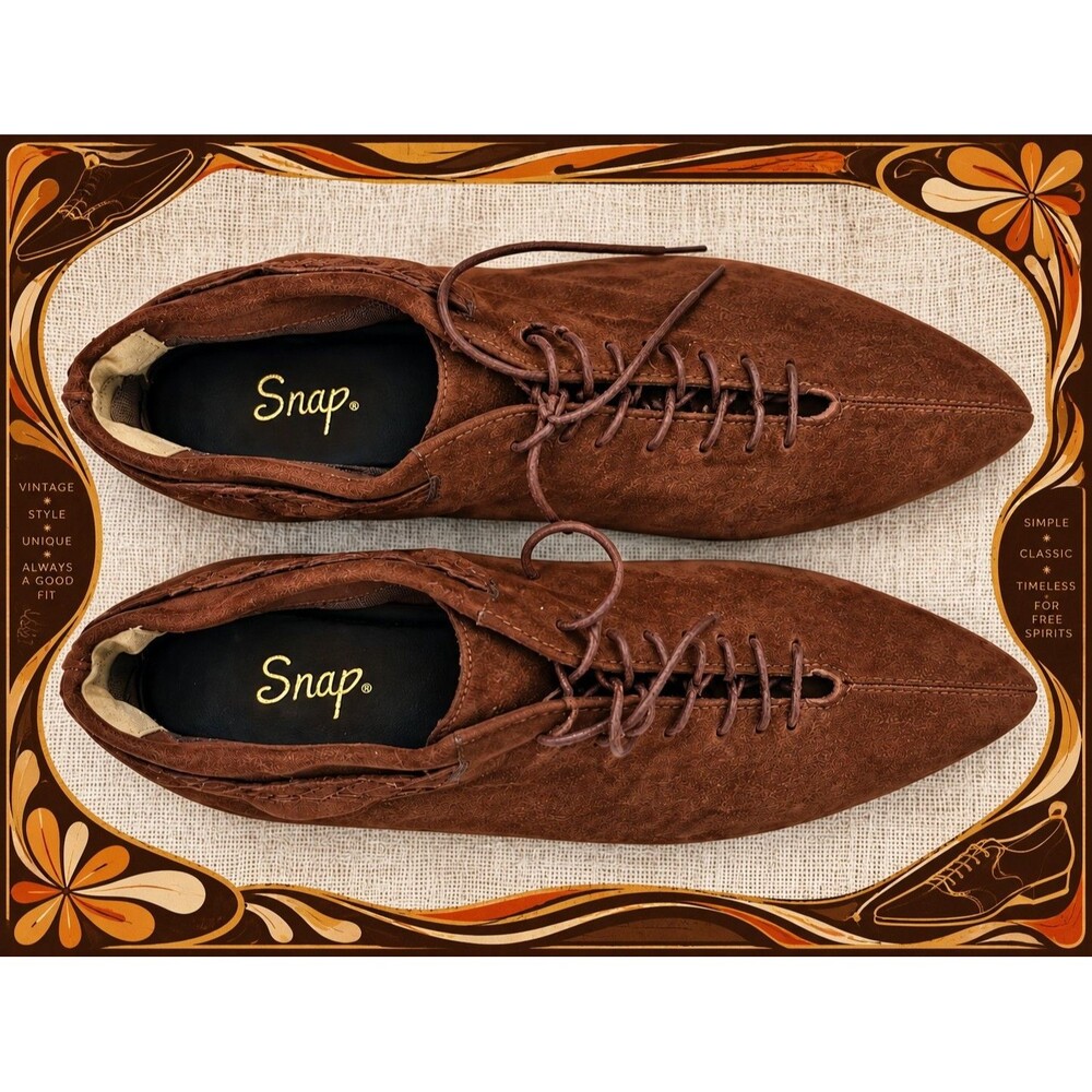 Snap Sulky Womens 8M Brown Suede Leather Pointed Toe Lace Up Flats...